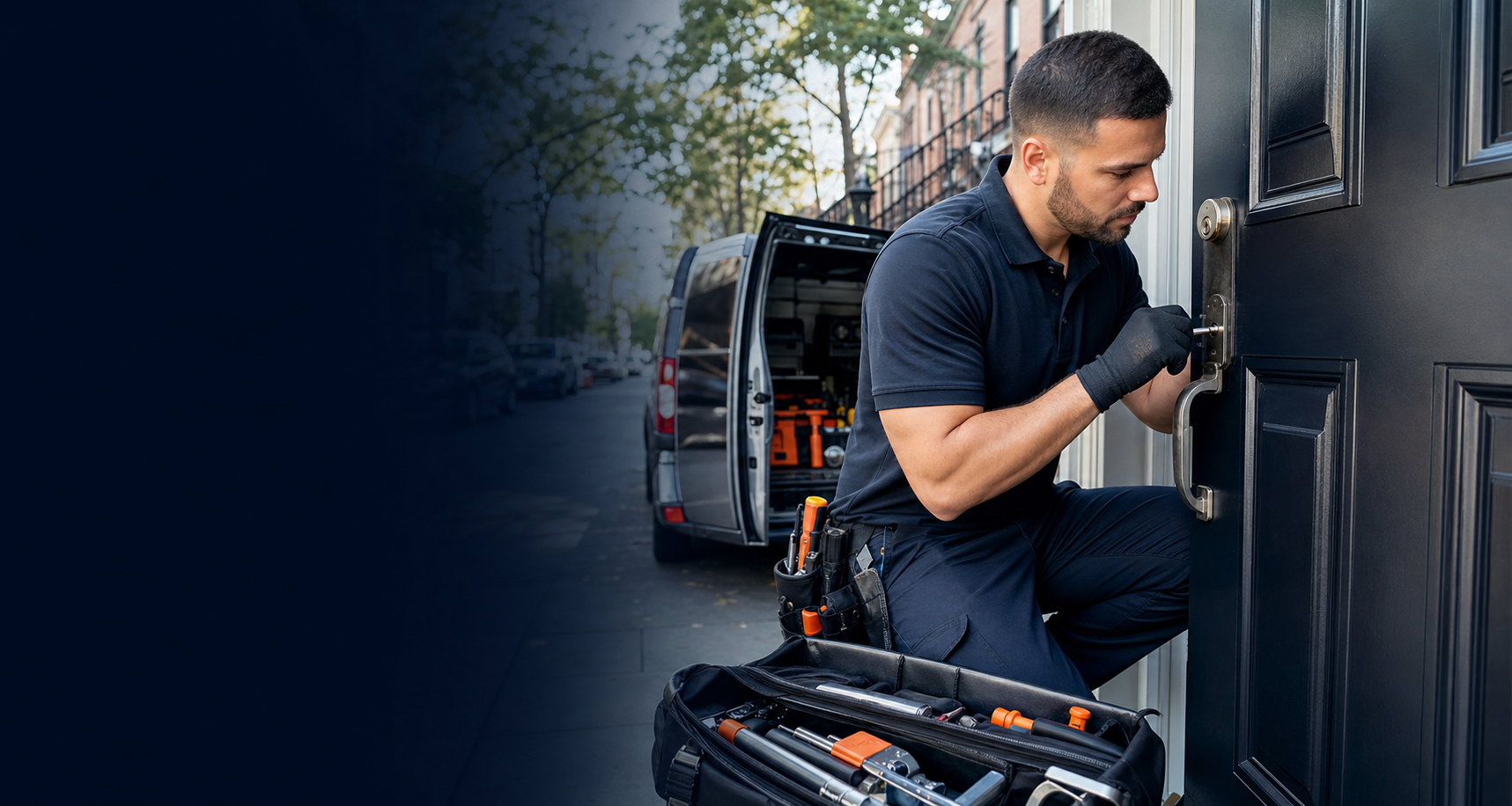 Rescue Locksmith mobile technician helping a Staten Island business